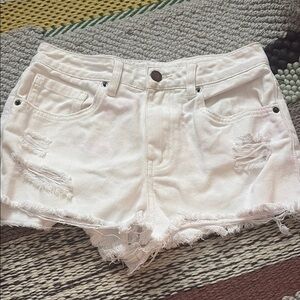 O'Neill White Distressed Jean Shorts High-Waisted